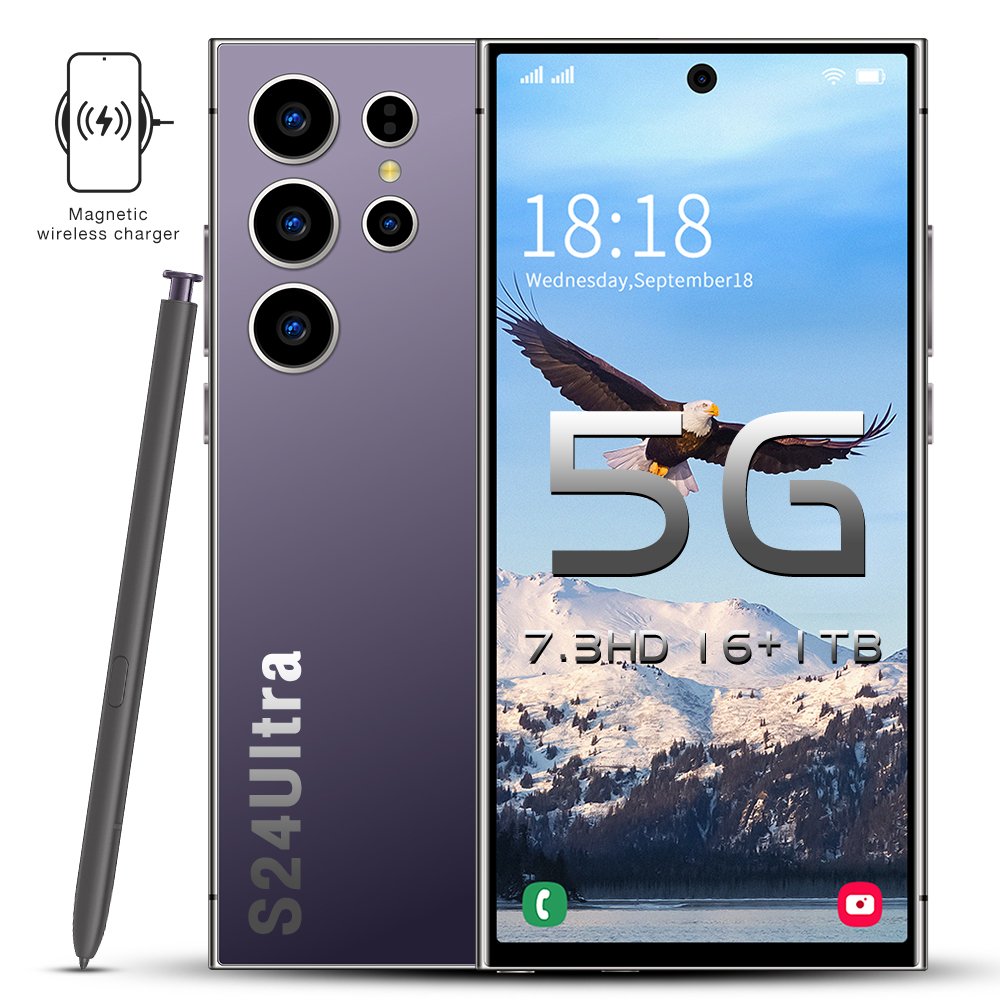 Folding phone S24+ Ultra original Big Screen 7.3 inch 16G+1T face unlock s24 cell phone Android 14.0 unlock gaming mobilephone